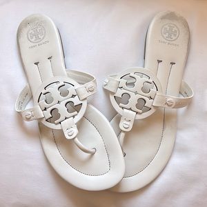 White Tory Burch Miller Sandals- Leather